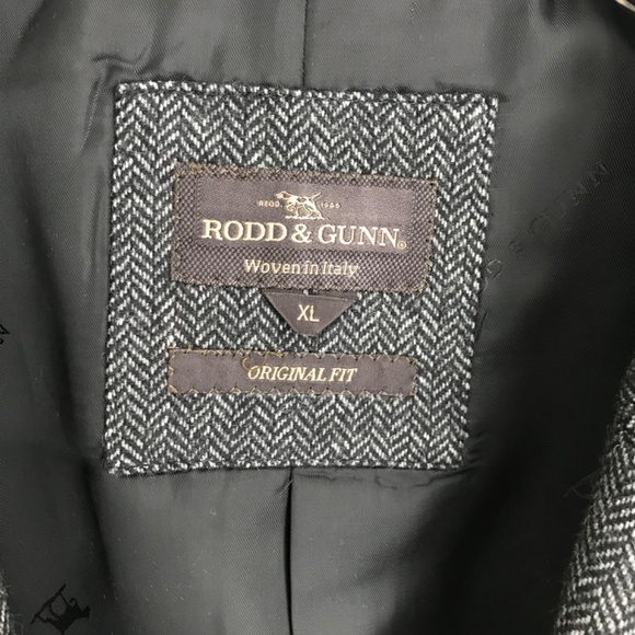 Rodd & Gunn Men's XL Grey Herringbone Sports Coat Blazer Italian Woven Wool - Picture 14 of 16